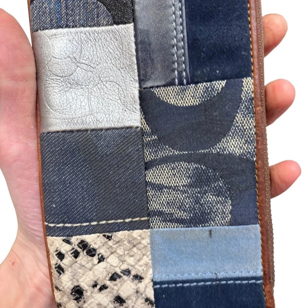 Coach vintage y2k denim patchwork wristlet wallet clutch bag